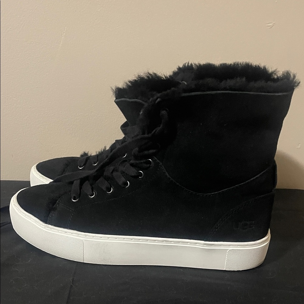UGG Black Ankle Boots with White Soles